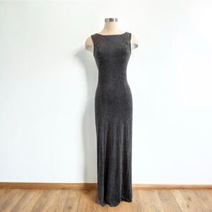 Anm Grey Fitted Bodycon Babydoll Dress Maxi Small Smocked Racer Back